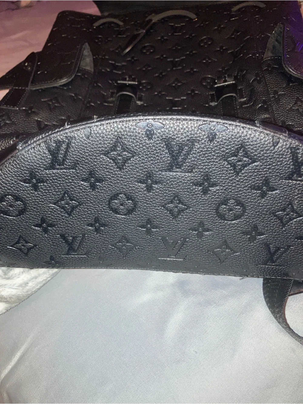 Louis Vuitton black leather back pack “ the Christopher” , great shape